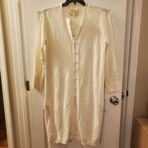 Kerri Rosenthal sz L Lana Cardigan Crochet Oatmilk/Cream NWT Lightweight Layer